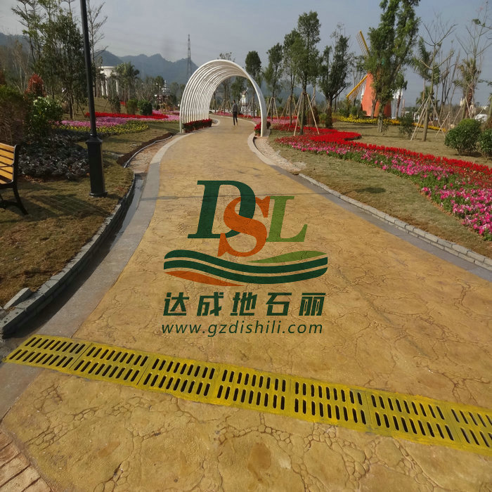 復(fù)古型藝術(shù)壓模地坪，黃色壓印混凝土壓模地坪